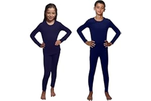 ULTRA DRY Children's Thermal Underwear Set; 2 PC Top Vest Long Sleeve; Long Johns; Lightweight Fleece Interior; Boy/Girl Base Layer