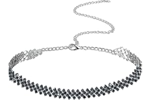 LUYANFX Collier Strass Femme Collier Femme Argent Choker Chaîne Collier Ras de cou Fille Mariée Bijoux Argentés Fantaisie Femmes Traditionnel pour Tous Jours, Fêtes, Bals, Mariages