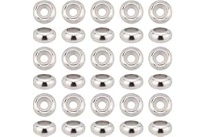 PH PandaHall 35pcs Perline Stopper in Acciaio Inossidabile con Gomma all'Interno 10mm Perline in Metallo Rondelle Slider distanziatore per Collana Braccialetto creazione di Gioielli