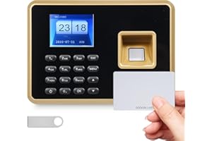Bisofice Machine de Présence pour Les Employés, Pointeuse Prenant en Charge 1000 Empreintes Digitales, 1000 Mots de Passe, 1000 Cartes d'identité, Machine de Présence pour Le Bureau, Or