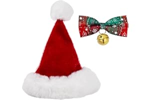 DIBOTELL Weihnachten Katzenkostüm Hundekostüm Haustier Weihnachtskostüme Set, Kragen Fliege Hundehalsband Schneeflocke und Haustier Weihnachtsmütze Verstellbare Weihnachtsmann Anzug für Kleine Hunde Katzen(L)