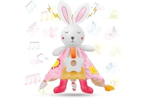 Petarms Baby Comforter Blanket for Newborn Toys - Babies Blankets Security Toy Girl Sensory Teething Comforters Soft Touch Tag Safe Snuggle Comfort for Boy Teether Gift 0-6 Months (Pink1)