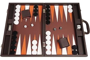 SILVERMAN & CO. 19-inch Premium Backgammon Set - Large Size - Dark Brown Board