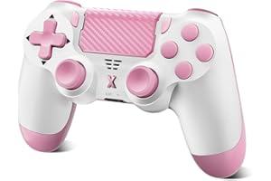 Glitfix Wireless Controller für PS-4, Game Controller kompatibel mit PS-4/Pro/Slim/PC Gamepad mit Turbo/Zurück Taste/Dual Vibration/6-Achsen Gyro Sensor/Touchpanel (Rosa)