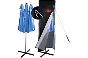 CONFUTURY Hülle Sonnenschirm Wetterfest, 420D Außenbereich Regenschirm-Abdeckung für 3.9 m - 4.5 m Doppelseitige Marktschirme, mit Belüftungsöffnung, Reißverschluss & Kordelzug (180x70x70cm)