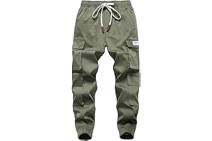 LAUSONS Boys Cargo Pants Cuffed Casual Trousers with Multi-Pocket
