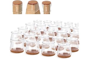 PENOBON 24PCS Silicone Chair Leg Floor Protectors, Transparent Table Feet Covers with Felt Pads, Furniture Cup for Protecting Floors from Scratches(Large)