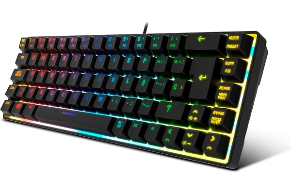 KROM Kalista - Teclado Gaming de Membrana RGB Rainbow, Formato 62%, Modo Gaming, N-19 Anti-ghosting, Windows | Mac, Layout español, Negro