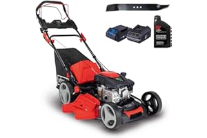 Scheppach MS173-51E Benzin Rasenmäher - 51cm Schnittbreite | E-Start | Reinigungsfunktion | 65 Liter Fangkorb | Stahlgehäuse | 7-stufige Höhenverstellung (inkl. Ersatzmesser & Motoröl)