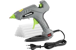 WORKPRO Pistolet do klejenia na gorąco 60 W z 20 sztyftami klejowymi 11 x 100 mm, elektryczny pistolet do szybkiego nagrzewania, do naprawy, sztuki i majsterkowania, zielono-szaro-czarny