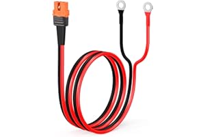 ELFCULB XT60i a cable de terminal de anillo O, cable conector hembra XT60i de 12 AWG a anillo O, con cable puro estañado, para batería RC, estación de energía solar portátil y panel solar (2 pies)
