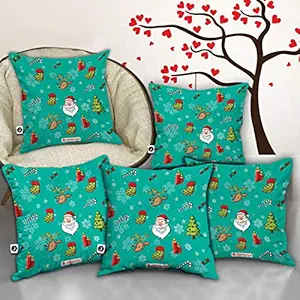 Jhingalala Merry Christmas Theme Printed Cushion Cover Combo Gift Pack of 5 | Christmas Gifts for Women, Christmas Gifts for Friends, Christmas Gifts for Girls, Christmas Gifts for Family, 12x12 inch