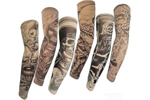MaoNativey Tattoo Ärmel, 6 Stück Unisex Tattoo Ärmel Tattoo Armstrumpf Tatoo Armstrümpfe Nylon Temporäre Tattoos Arm für Karneval Fasching Party, 38CM(B)