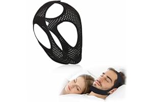 TUKNON Ronquidos Soluciones,Anti Snoring Chin Strap,Dispositivos Anti Ronquidos Soluciones,Dejar De Roncar,Dispositivos Anti Ronquidos,La Correa Para El Mentón,Ajustable Transpirable Suave,Negro