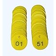 morel Adult & Kid & Youth Embossed Plastic Round Shape Token Coin With Hole Use For Shop, Board Games, Stores, House, School.|1 To 100 Numerical Coins., Yellow