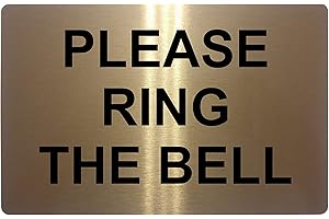 XTRA-PRINT PLEASE RING THE BELL Metal Aluminium Door Sign Plaque For House Office 85x54mm (Brushed Gold)