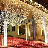 Weihnachtsdeko Fenster LED Vorhang Eiszapfen Lichterkette 300 LEDer innen außen Beleuchtung Dekoration, Warm Weiß - 5