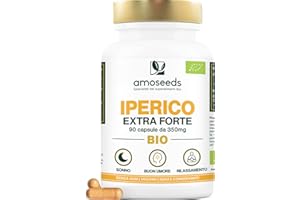 AMOSEEDS Iperico BIO | Erba di San Giovanni | Concentrato di Ipericina | Buon Umore, Rilassamento, Sonno | 90 capsule vegane da 350 mg | Qualità Superiore