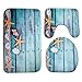 Produktbild Badematten Set 3tlg, Asnlove 3er Badgarnitur Badezimmer Matte Set Dusch Bade Matte Vorleger Teppich 3D Muster für Wohnzimmer, Schlafzimmer, Schwimmbad Toilet - Starfish Blau