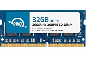 OWC 32.0GB 2666MHz DDR4 PC4-21300 SO-DIMM Actualización de Memoria de 260 Pines, (OWC2666DDR4S32G), para 2018 Mac Mini (macmini18,1), 2019 27 Pulgadas iMac (iMac19,1) y computadoras portátiles
