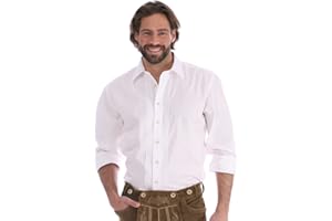 Almsach Herren Trachtenhemd Klassiker Hemdkragen Ascan Baumwolle Weiss