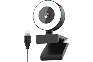 BESTYKS Webcam 1080P con micrófono, cámara web PC con corrección automática de la luz, transmisión de gran ángulo, cámara USB para Skype, Zoom, FaceTime, Meeting (cámara web con luz)