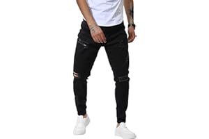 CZIMOO Uomo Jeans Slim Fit Denim Pantaloni Casual Strappati Distressed Jeans con Tasche Stretchable Uomo Jeans Tight Trousers