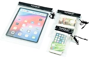 YUMQUA Waterproof Bag, Waterproof Pouch Dry Bag for Document Map Camera Tablet Phone Holder, Set of 3, Black