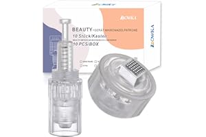 BOWKA cartucce ad ago regolabili 10 pezzi per dermapen elettrico e microneedling pen, Nano 3D, scanalatura filettata