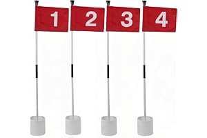 Putting Green Flagga 4-delar, Dubbelnumrerade Golfflaggor (1–4), Avtagbar Flagga med Hålkopp, Höjd 83 cm, Diameter 10,7 cm, Nylon Röd, Golf Träningsutrustning