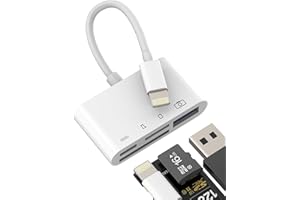 HOYULLI Adaptador Lightning a USB 4en1 Lector Tarjetas SD Micro SD para iPhone 14 13 12 Pro Max para iPad Digital Cámara Fotos Memoria OTG Cable para Apple TF Memory Card Reader Adapter Multipuerto Accesorios
