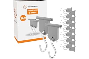 ‎PREISWERT & GUT Preiswert&Gut Kederleiste Haken Set 16 Stück S-Haken als Kederschiene Zubehör 5–7 mm aus Edelstahl und Kunststoff für Markisenschiene Wohnwagen Camping und Außendekoration bis je 6,8 kg