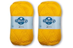 Cottonify DK Weight Pack of 2 100% Combed Cotton Mercerized Crochet and Knitting Yarn| 4 Ply DK Medium Weight | Gassed & Mercerized Ne 6/4 Soft Yarn – 186 Yd 100 Grams per ball (2, Canary Yellow 298)