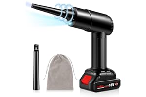 【Moteur Brushless 120000 TR/Min】 KACNON 150W Plus Puissant Air Comprimé Depoussierante avec LED, Bombe Air Comprimé avec Batterie Remplaçable 18V, pour PC, Bureau, Auto, Nettoyage Ménager