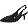 Greatonu Pointed Toe Sandals Slingback Kitten Heel Pointed Toe Pumps