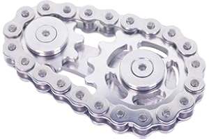 DMaos Fidget Spinner, Linkage Bike Chain Spinner Design 2 Gänge Figity Spin Fingerspiele, Metall Edelstahl Langlebige Mechanik mit glatten Lagern, Figit Spielzeug für Erwachsene Kinder - Silber