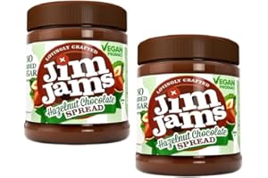 SNACKIFY Jimjams Plant based Vegan No Added Sugar Hazelnut Chocolate Spread 350g | Healthy Diabectic Belgium Choco Spread | Ideal on bread & breakfast & Baking Cakes, Pancakes, Muffins (2, Hazelnut)