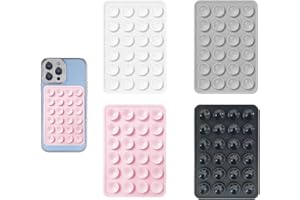 Leeneen Silikon-Saugnapf-Handyhüllen-Halterung, freihändiges Fidget-Spielzeug, Spiegel, Dusch-Handyhalterung, Tiktok-Videos und Selfies (weiß, schwarz, hellrosa, grau), 4 Stück