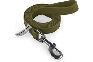 Wolfone Guinzaglio impermeabile da addestramento per cani, 1,5 m, verde militare, resistente, facile da pulire, adatto per richiamo, nuoto, campeggio, spiaggia, caccia, passeggiate