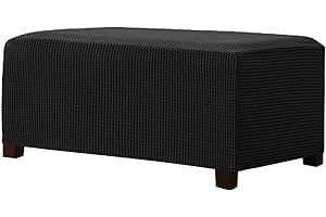 POIUYT Rettangolare Copri Pouf, Elasticizzato Fodera per Pouf in Tessuto Jacquard Copertura Dell'Ottomano Morbido Elastico Fodera per Pouf Lavabile Copri Poggiapiedi per Soggiorno