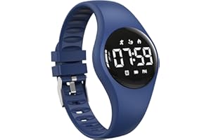 FOCWONY Kids Fitness Tracker Watch with LED Display, Water Resistant Step Counter Watch, Digital Wristwatch, Pedometer, Alarm Clock & Calendar for Boys Girls teens (Deep blue)