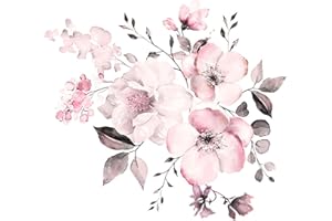 CLEMINSTA Adesivi Murali Fiori Peonia, Adesivi Murali Fiori Rosa, Fiore Adesivo Da Parete Decorazione Per Soggiorno, Adesivi Murali per Camera Da Letto, Decorazione Murale Soggiorno, 44x42cm