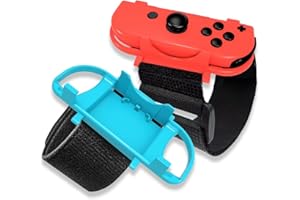 KSURTW 2Pcs Armbänder für Just Dance 2024/2023/2022/2021/2020 Switch und Zumba Burn It Up, Verstellbares Elastisches Armband für Nintendo Switch und Switch OLED Joy Cons Controller (Rot und Blau)