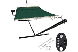 ‎VITA5 VITA5 Hamak ze stelażem i stołem – hamak outdoorowy do ogrodu, na basen i balkon – podwójny hamak ze stojakiem i stolikiem pomocniczym – nośność 205 kg