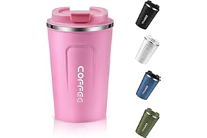 Dycietx Travel Mug with Leakproof Lid Reusable Insulated Coffee Cup for Hot & Cold Drinks/Tea Portable Stainless Steel Thermal Takeaway Travel Coffee Mug for Car/Outdoor/Picnic/Office/School (Pink)