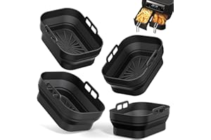 ‎ALYVISUN 4 Stück Alyvisun Silikonformen für Heißluftfritteuse Wiederverwendbares Zubehör für Foodi Max Dual Zone AF400EU AF300EU 9,5L, anstelle von Airfryer Backpapier oder Pergamentpapier