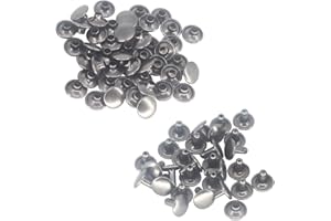 Trimming Shop Double Cap Rivets Leather Rivets Tubular Metal Studs for DIY Leathercrafts, Clothing Repair & Replacement, Handbag, Belts, 6mm x 5mm, Gunmetal Black, 100 Sets
