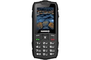 Hammer H Basalt Outdoor Handy ohne Vertrag, 2.4 Zoll Farbdisplay, Robust, Mega Batterie 1800 mAh, Wasserdicht (IP68), Stoßfest, Baustellen Tasten, Taschenlampe, Dual SIM, Tastenhandy - Schwartz