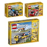 Lego Creator 3-in-1 3er Set 31054 31055 31060 Blauer Schnellzug + Roter Rennwagen + Flugschau-Attraktionen - LEGO