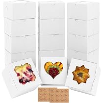 10 Boîtes à Gâteau Carton Avec Fenêtre - 20x25x25cm, Ruban Inclus, Pour Pâtisseries